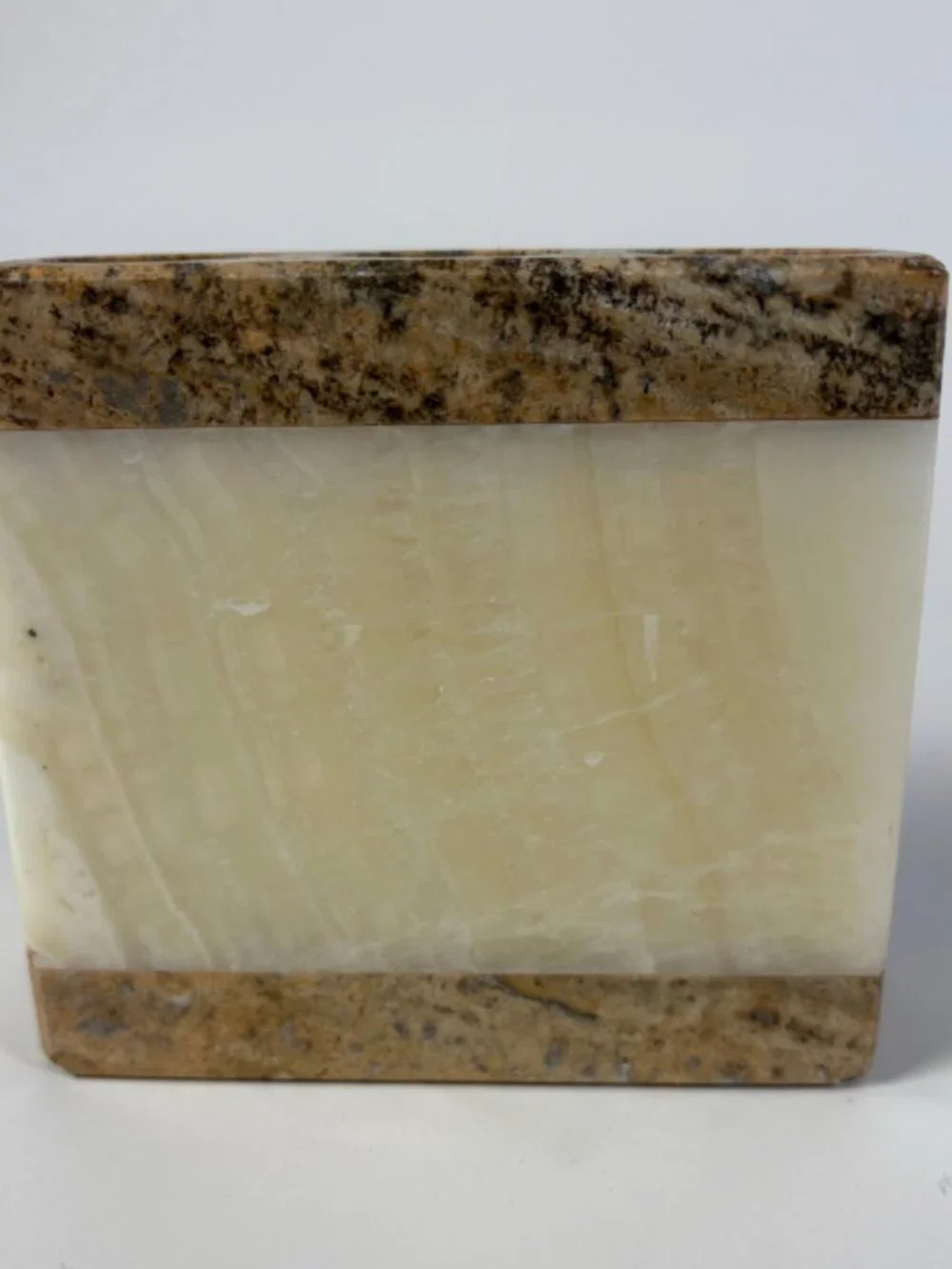 Vintage Stone Pen Holder | Natural Onyx & Granite Desk Organizer | 1990s Desk